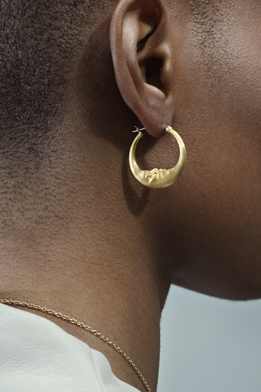 Gold crescent online moon hoop earrings