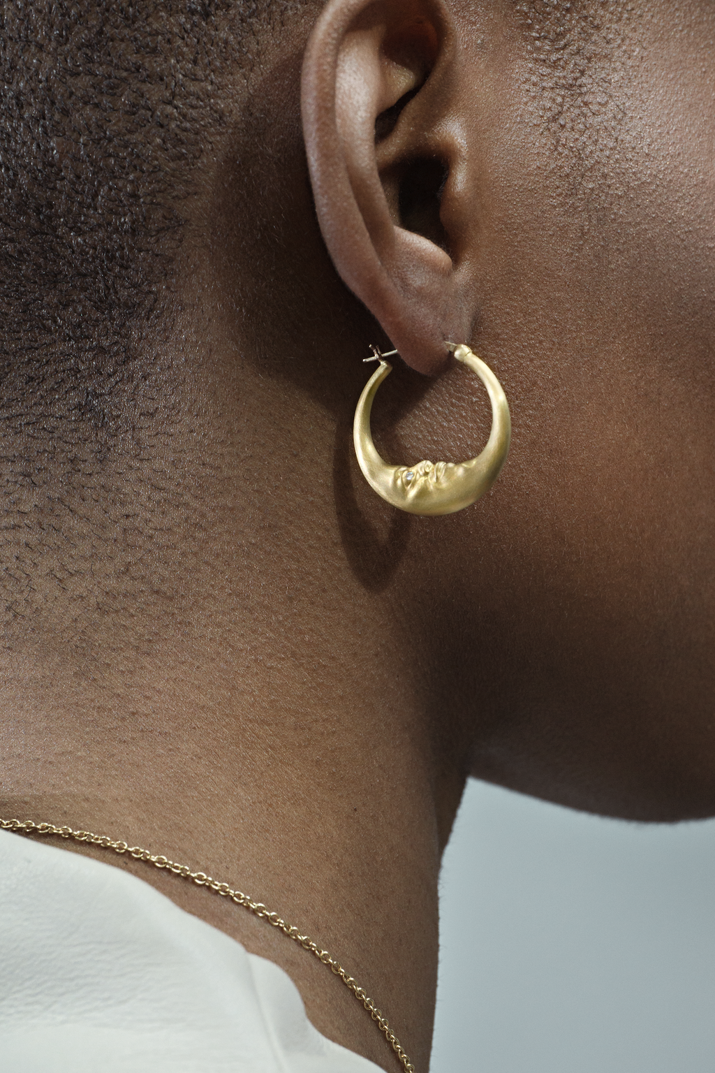 Medium Crescent Moon Hoop Earrings โ Anthony Lent