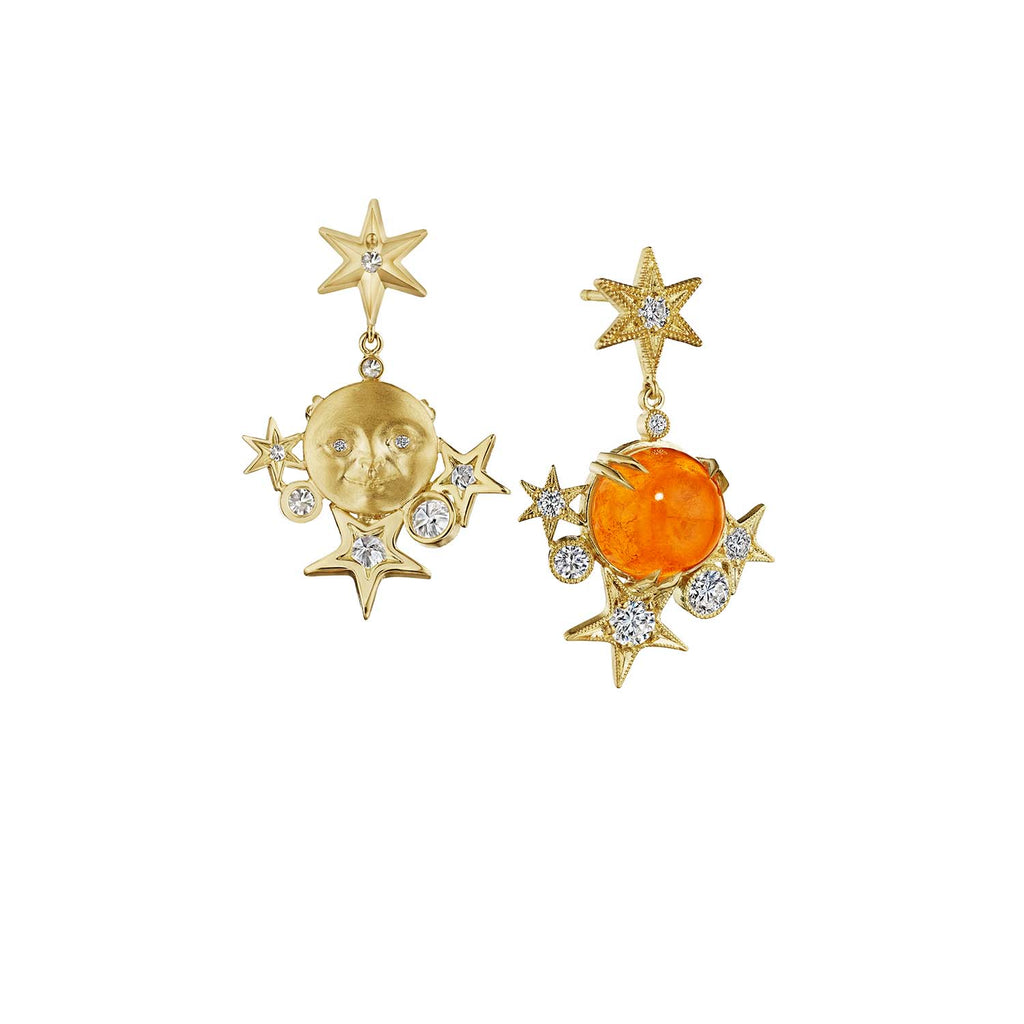 Mandarin Garnet Cabochon Star Drop Earrings – Anthony Lent
