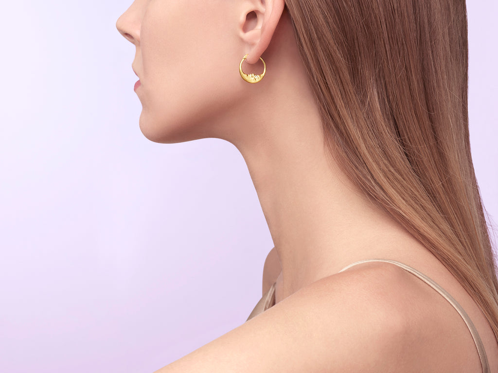 Medium Crescent Moon Hoop Earrings by Anthony Lent - NEWTWIST