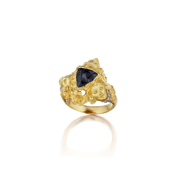 Anthony Lent Three Graces Gray Spinel Ring