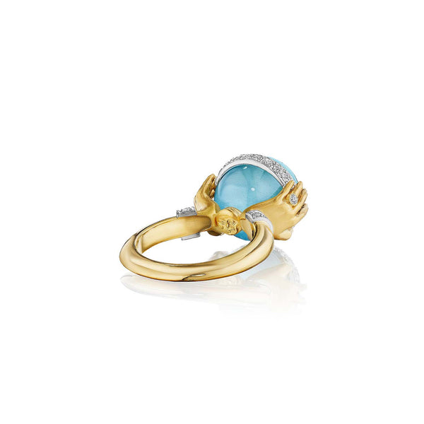 Anthony Lent Adorned Hands Aquamarine Sphere Ring