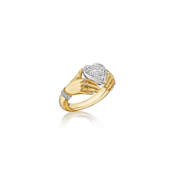 Anthony Lent Adorned Hands Diamond Heart Engagement Ring