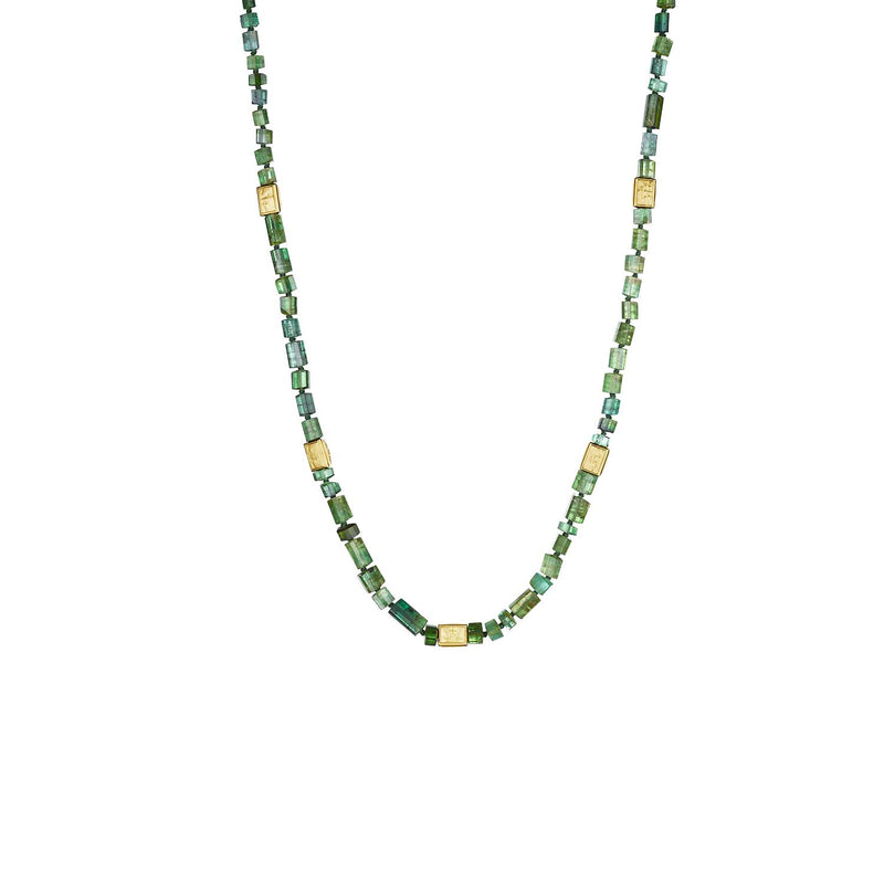 Anthony Lent Green Tourmaline Brickface Necklace