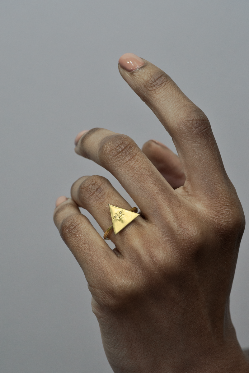 Anthony Lent Small Triangleface Fluted Band Ring