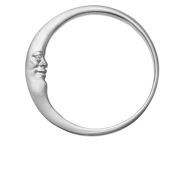Sterling Silver Crescent Moonface Bangle