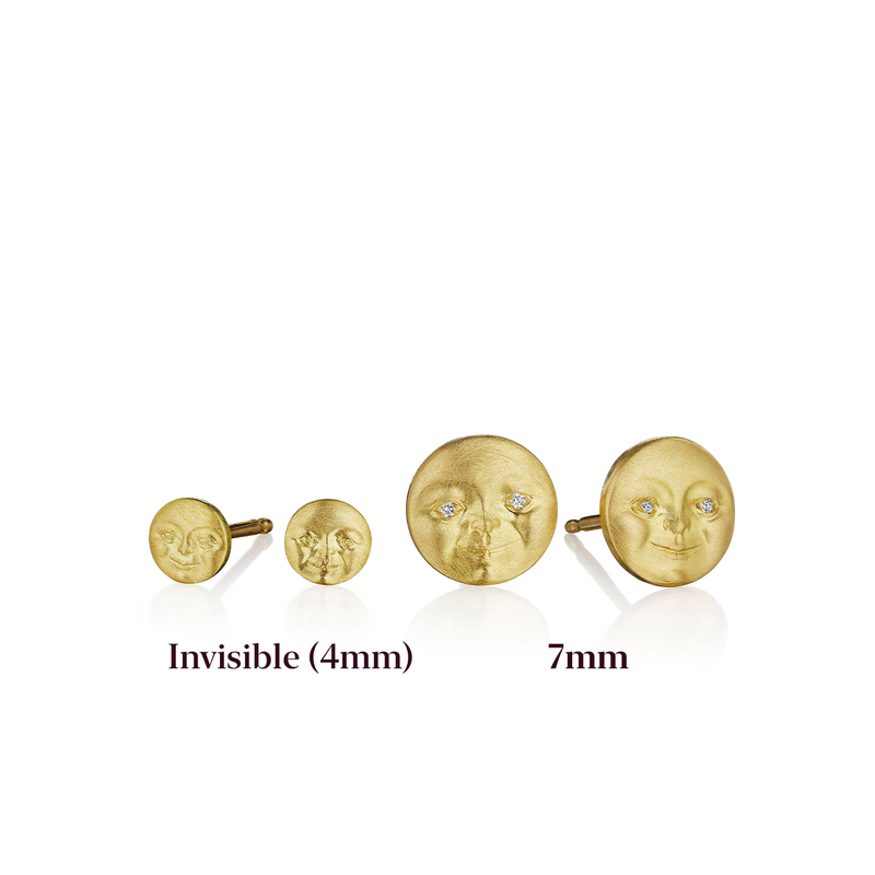 Invisible Moonface Stud Earrings