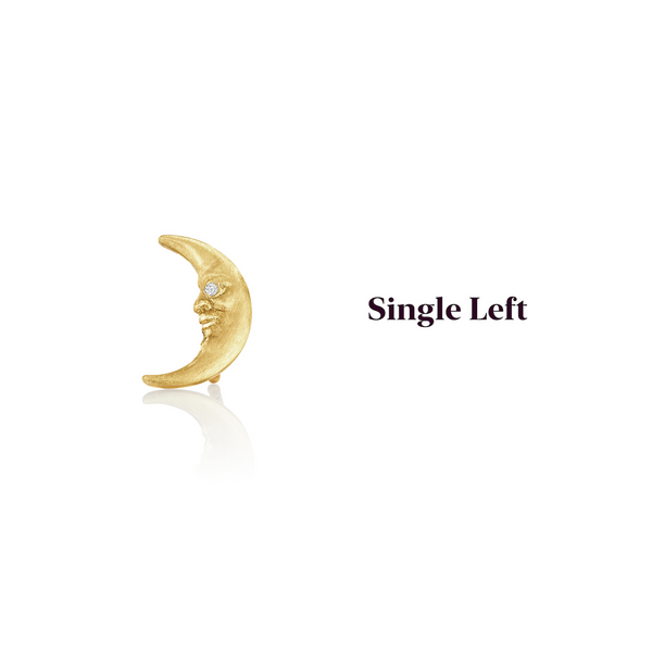 Anthony Lent Single Left Tiny Crescent Moonface Stud Earring