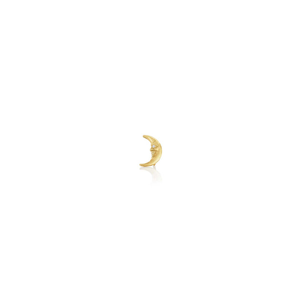 Tiny Crescent Moonface Stud Earrings