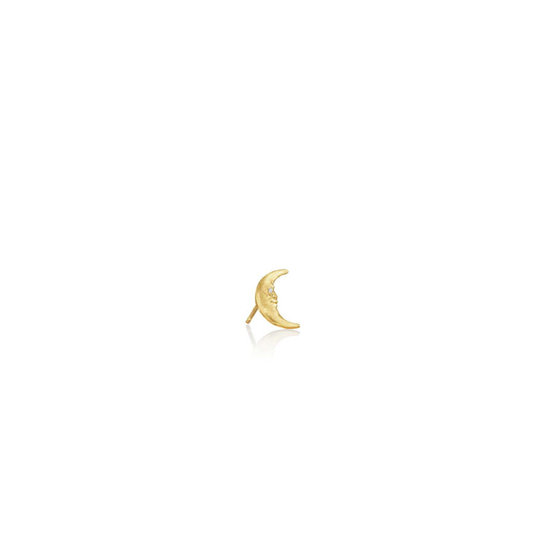 Tiny Crescent Moonface Stud Earrings