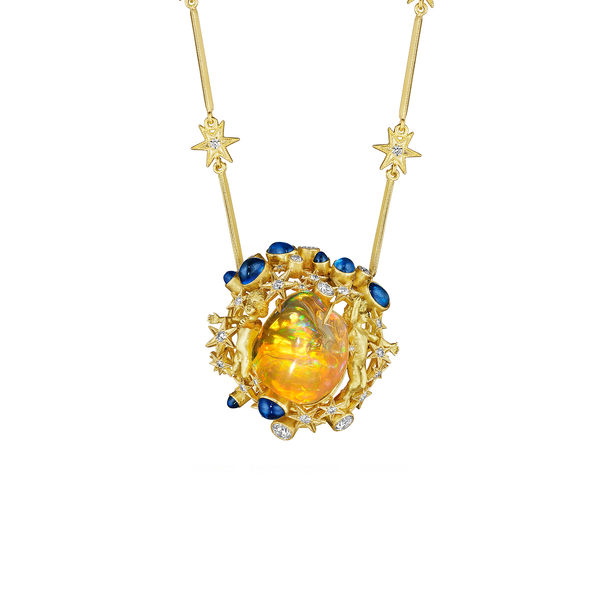Anthony Lent Celestial Cherub Fire Opal Necklace