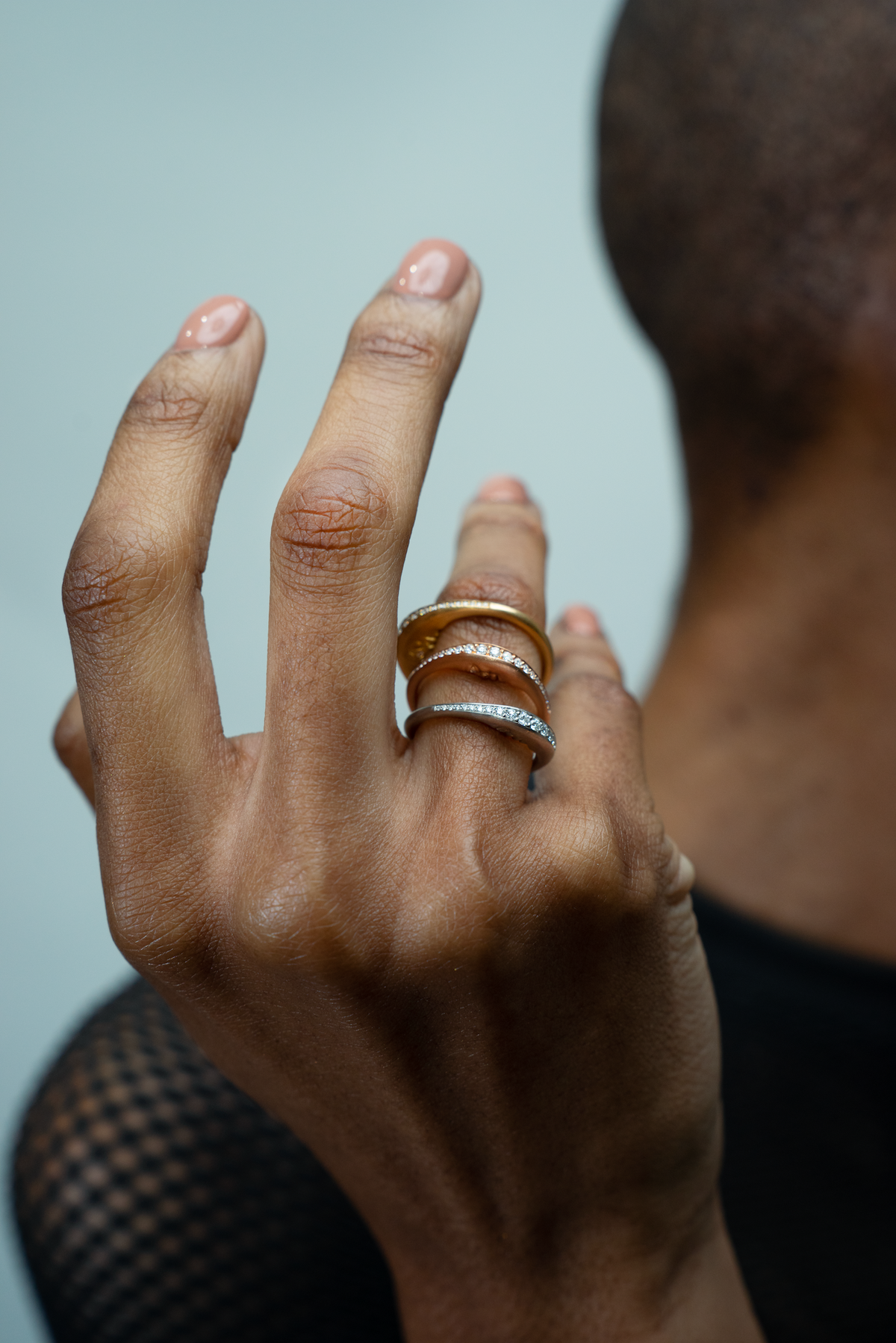 Bright Cut Diamond Pavé Crescent Moonface Ring – Anthony Lent