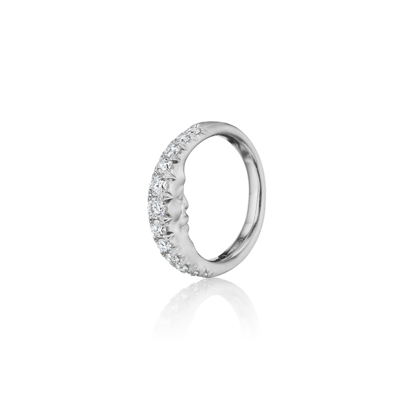 Anthony Lent XL Cut Down Crescent Moonface Ring in Platinum