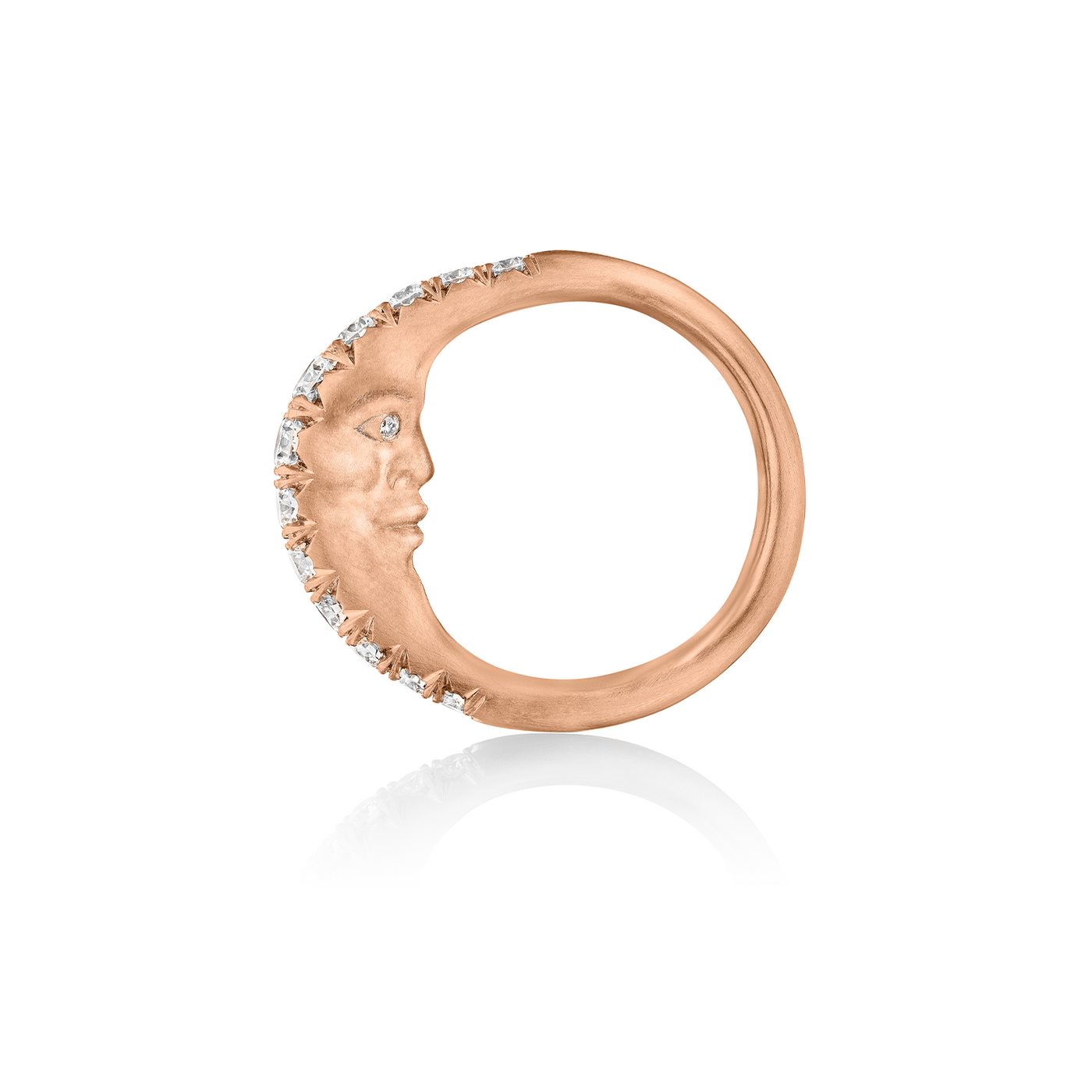 XL Cut Down Pave Crescent Moonface Ring – Anthony Lent