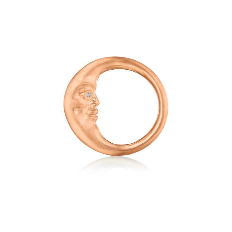 Anthony Lent XL Crescent Moonface Ring in 18k Rose Gold.