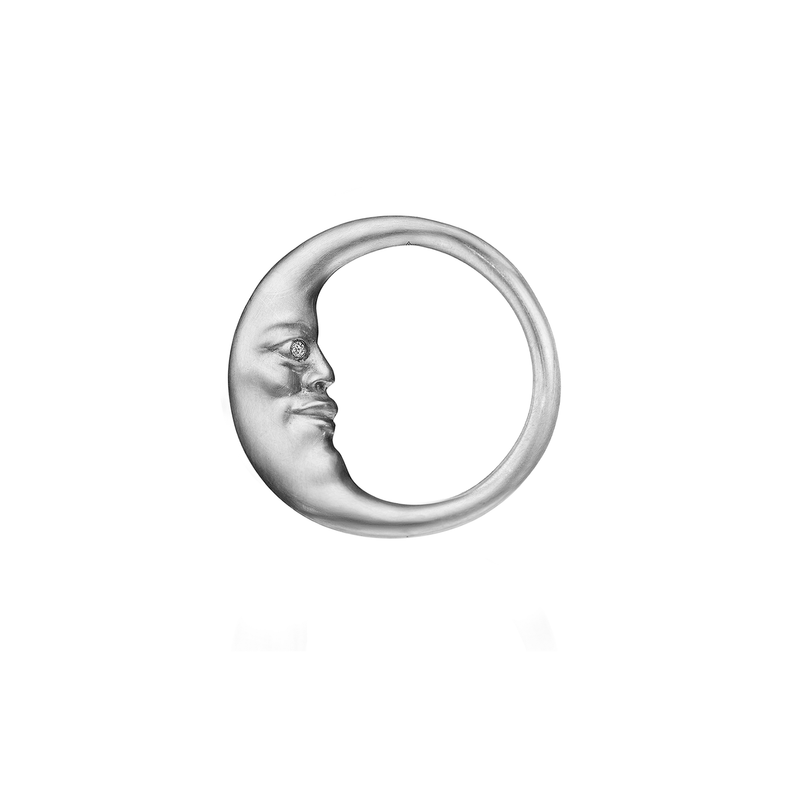 Anthony Lent Sterling Silver XL Crescent Moonface Ring