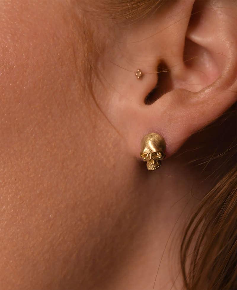 Anthony Lent Skull Stud Earrings on model