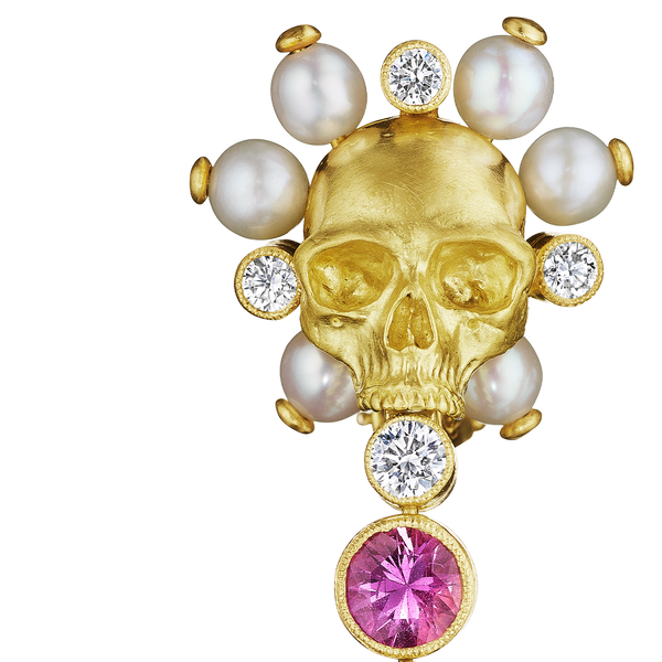 Anthony Lent Opal Skull Drop Earrings detail