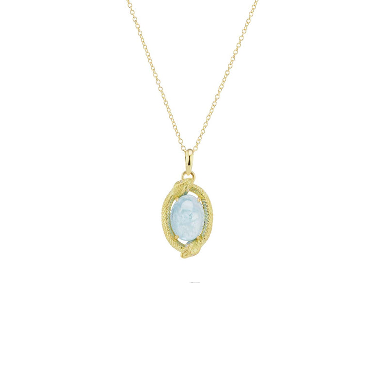 Anthony Lent double ouroboros pendant in aquamarine