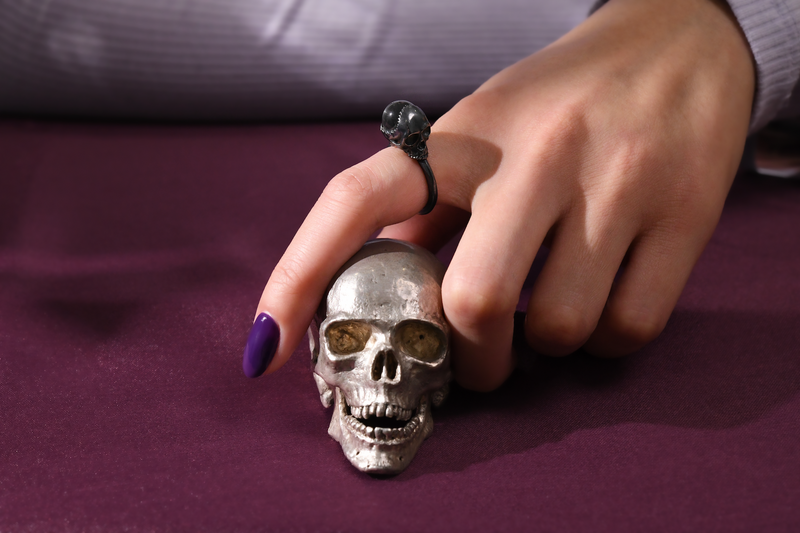 Anthony Lent Black Silver Open Skull Ring