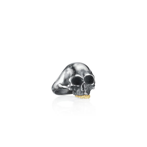 Anthony Lent Black Silver Skull Pinky Ring