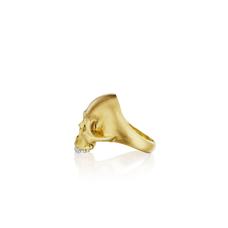 Solid 14K Yellow Gold Skull Ring