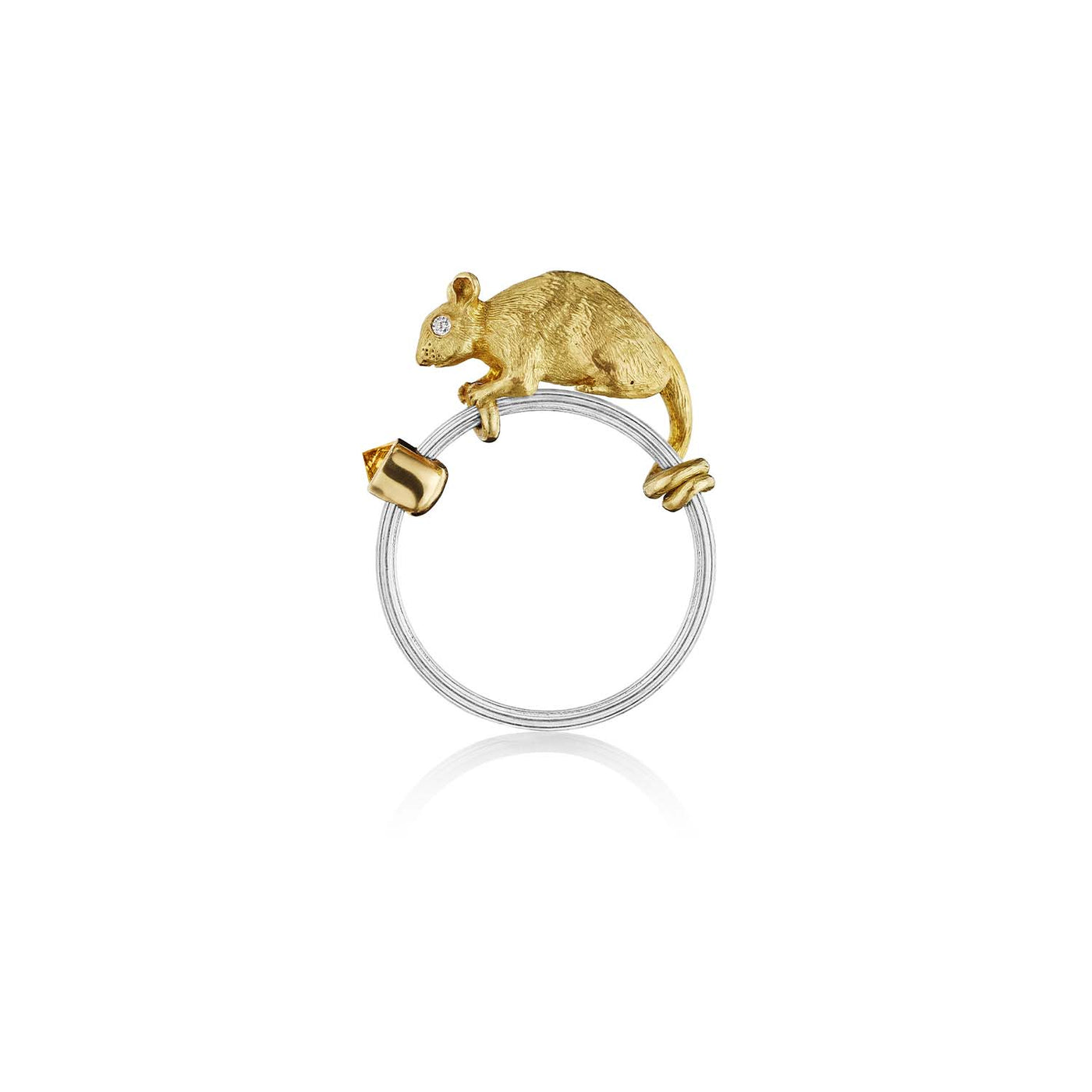 Gold and Platinum Rodent Ring – Anthony Lent