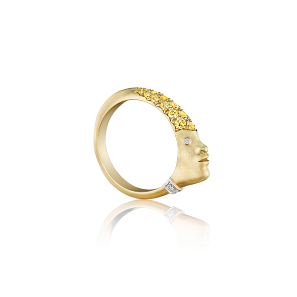 Anthony Lent Muse Pavé Profile Muse Ring with Yellow sapphires