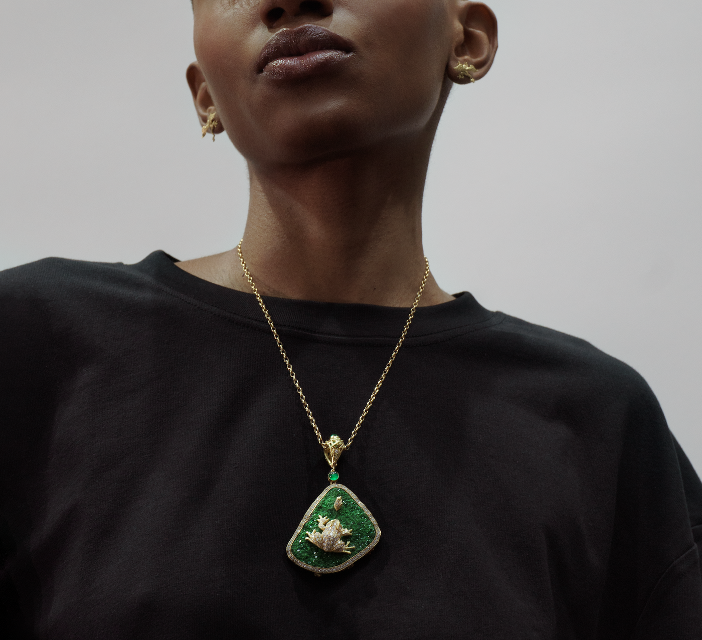 Pavé Green Druzy Tree Frog Pendant – Anthony Lent