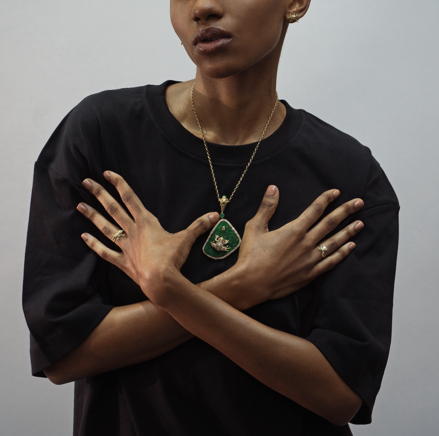 Pavé Green Druzy Tree Frog Pendant – Anthony Lent