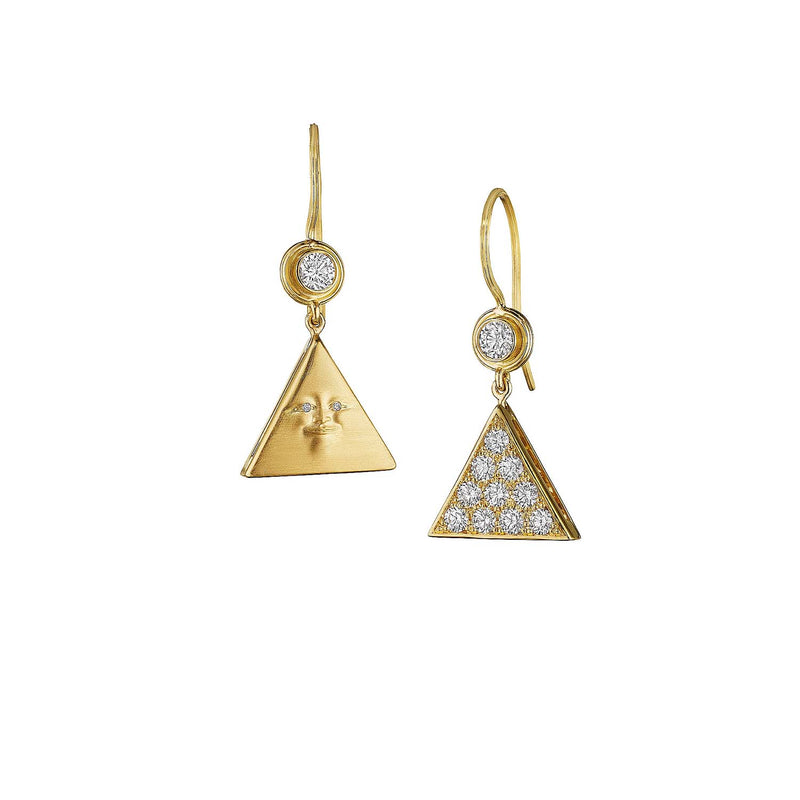 Anthony Lent Diamond Pavé Hidden Triangleface Hanging Earrings 