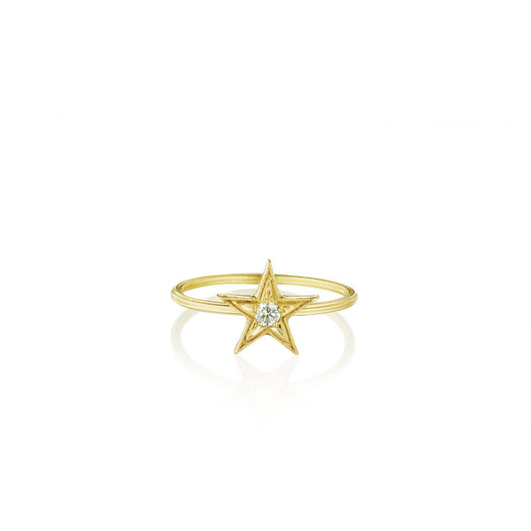 Anthony Lent Five Point Star Stacking Ring 18k Yellow Gold