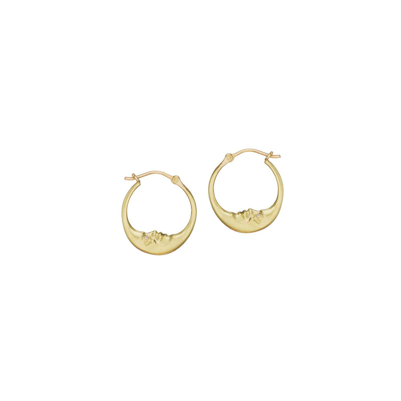 Anthony Lent Small Crescent Moon Hoop Earrings