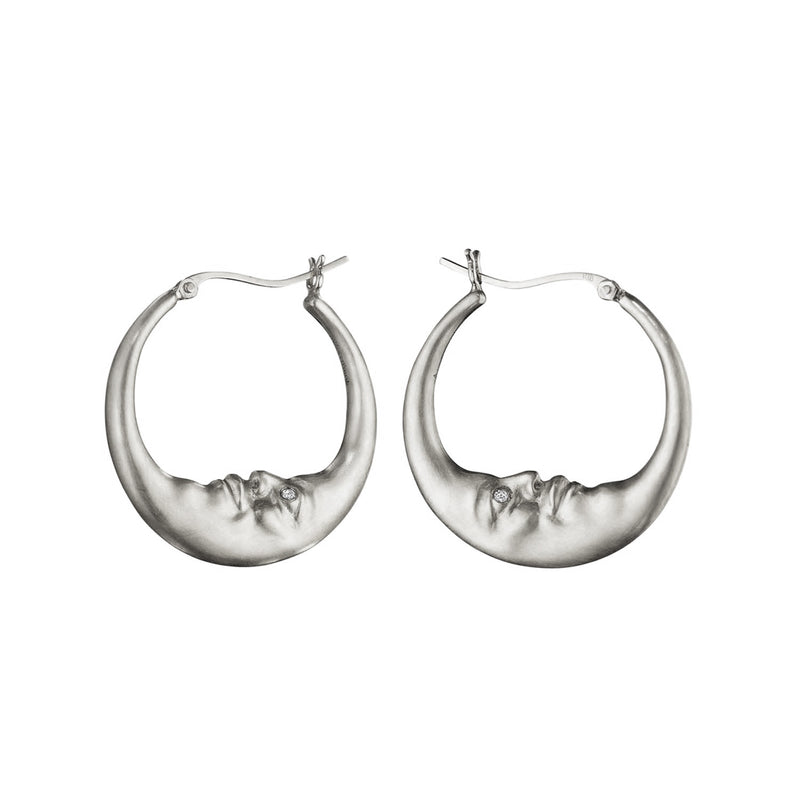 Anthony Lent Large Crescent Moon Hoop Earrings