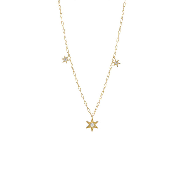 Anthony Lent Diamond Six Point Star Celestial Charm Necklace