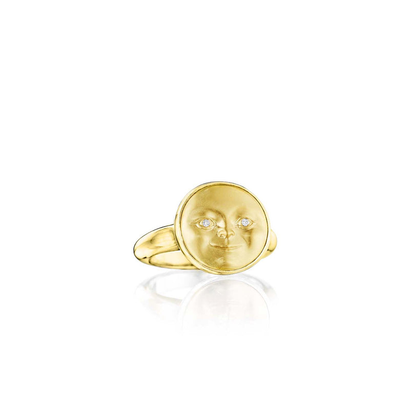 Anthony Lent Small Moonface Ring Yellow Gold