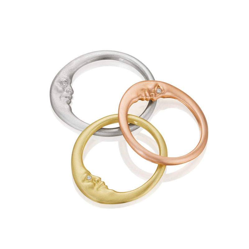Anthony Lent Crescent Moonface Rings
