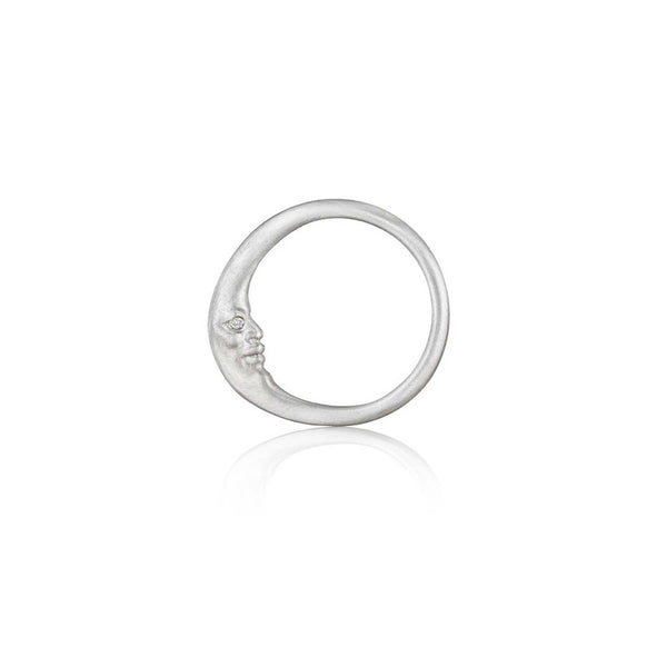 Anthony Lent Sterling Silver Crescent Moonface Ring