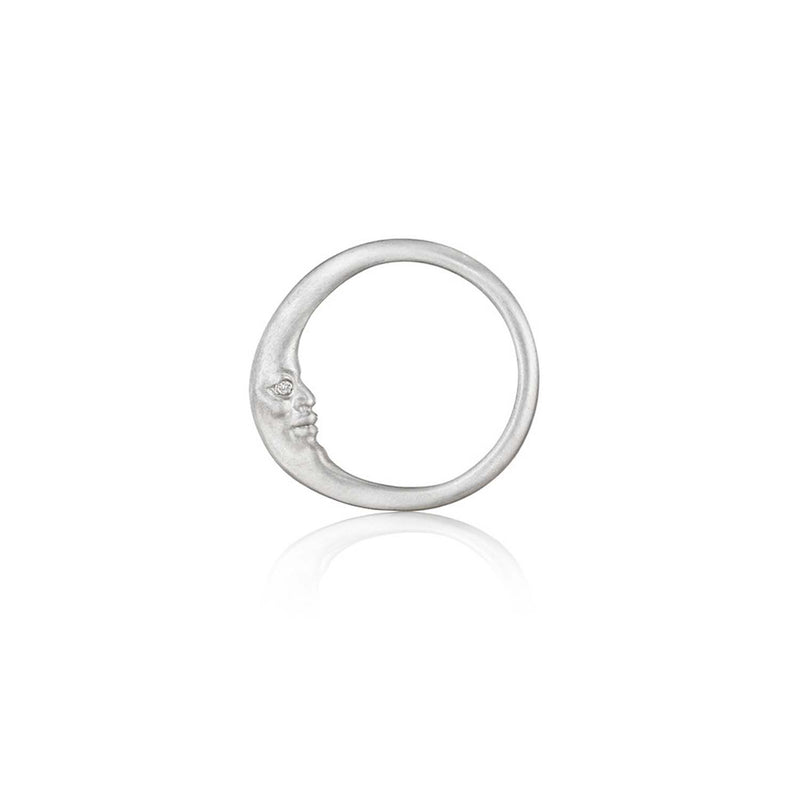 Anthony Lent Sterling Silver Crescent Moonface Ring