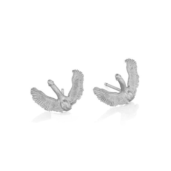 Anthony Lent Flying Cock Stud Earrings, Platinum