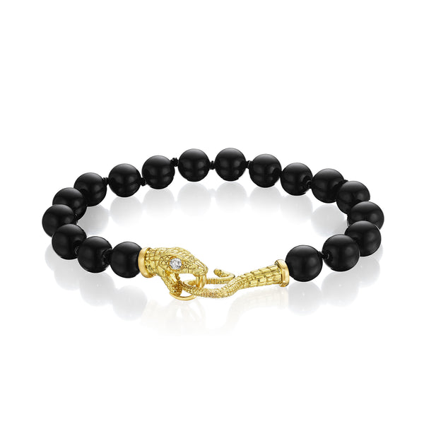 Anthony Lent Gold Serpent Bracelet, Onyx