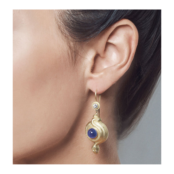 Anthony Lent Coiled Serpent Hanging Earrings