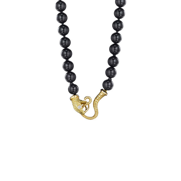 Anthony Lent Black Onyx Serpent Necklace with Diamond Eyes