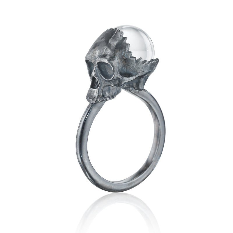 Gunmetal Diamante Skull Ring - Lovisa