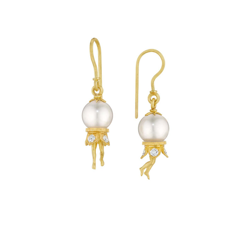 Anthony Lent Bosch Pearl French Wire Earrings White Pearl