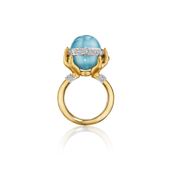 Anthony Lent Adorned Hands Aquamarine Sphere Ring