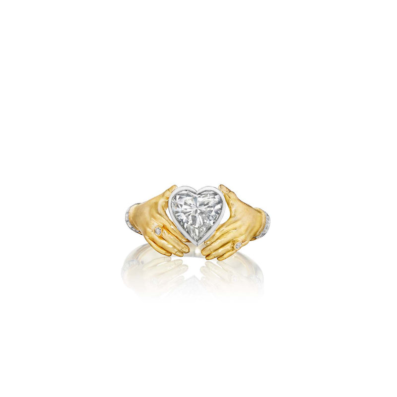 Adorned Hands Diamond Heart Engagement Ring