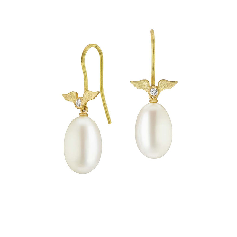 Art Deco Diamond and Pearl Drop Earrings at Susannah Lovis Jewellers