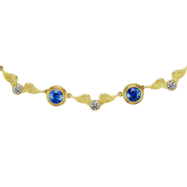 Anthony Lent Flying Diamond and Sapphire Necklace